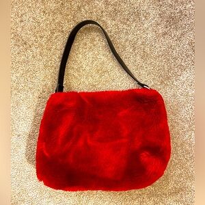 Vintage 2001 Old Navy red fur purse; great condition!